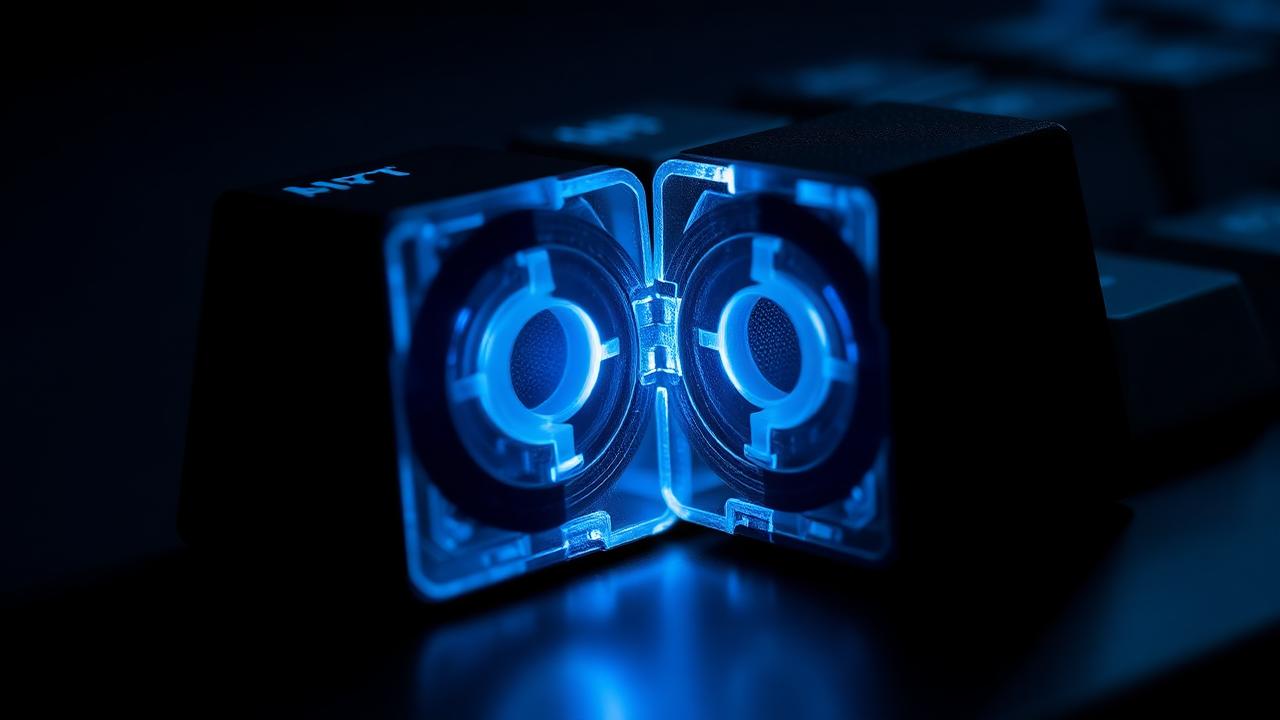 Close view of keycap profiles showing internal cross mount and wall thickness