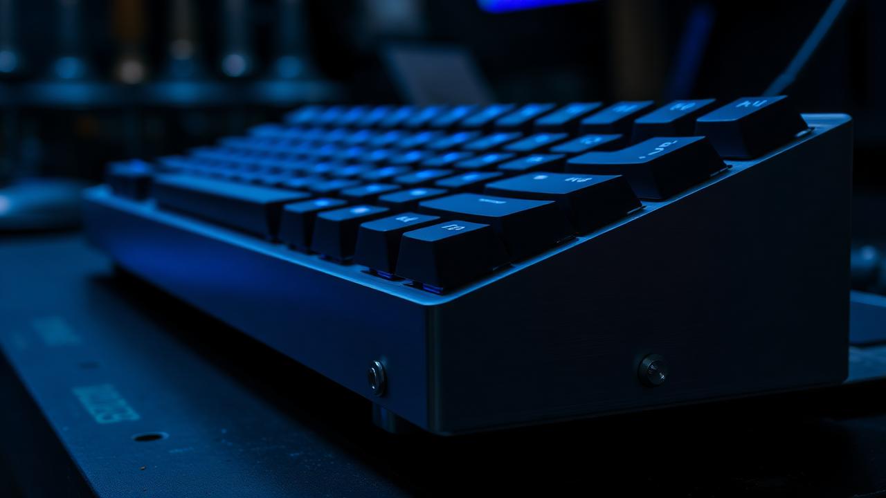 Aluminium keyboard case with silicone gasket strips on the mounting tabs